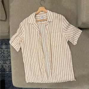 Pink and white stripes button down. Medium